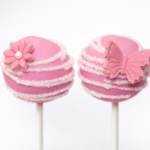 Decorated cake pops with glitter swirls + edible extras