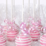 Decorated cake pops with glitter swirls + turned upside down